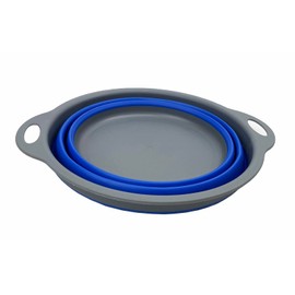 SAMMART 2.6L Collapsible Tub - Foldable Dish Tub - Portable Washing Basin - Space Saving Plastic Washtub (Grey/Purplish Blue)