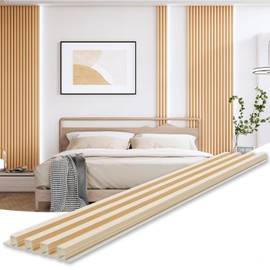 WPC Slat Wall Paneling, Modern Accent 3D Wall Panels, 8-Piece 94.5" x 6.6" TV Wall Panel, Bedroom, Living Room, Oak