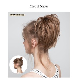 Messy Hair Bun Hair Pieces Curly Synthetic Updo Fake Scrunchies Ponytail Extension for Women (12/24#, 20CM)