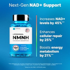 Liposomal NMNH 500 mg - Alternativa de suplemento NMN - Suplementos NAD para mujeres y hombres | Antienvejecimiento saludable - Apoyo celular para ene