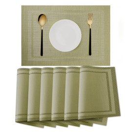 jiuzcare Place Mats Wipe Clean Place Mats Set of 6 30 x 45 cm Premium Place Mats Placemat Placemat PVC Heat Resistant Place Mats Plates Coasters Washable Non-Slip Washable Place Mats Green