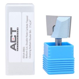 Accusize Industrial Tools Broca de fresadora de 1/4" de diámetro x 1" de diámetro de corte de doble flauta con punta de carburo para limpieza inferior (cepillado de superficie), 0014-0001