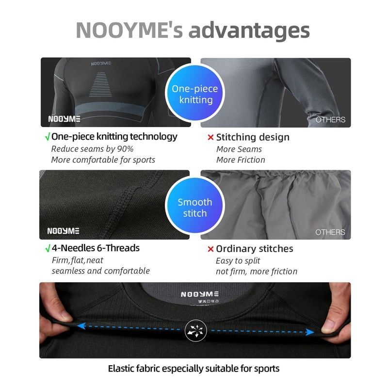 NOOYME - Ropa interior térmica para hombre, ropa interior larga