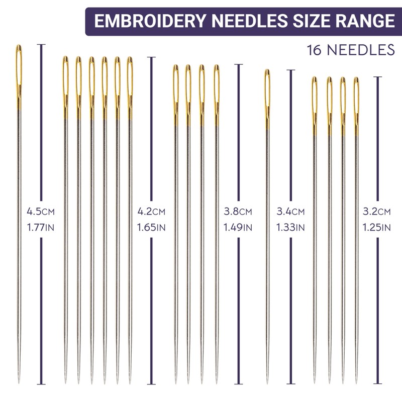 The Quilted Bear Gold Eye Crewel Embroidery Needles 3/9-16 Large