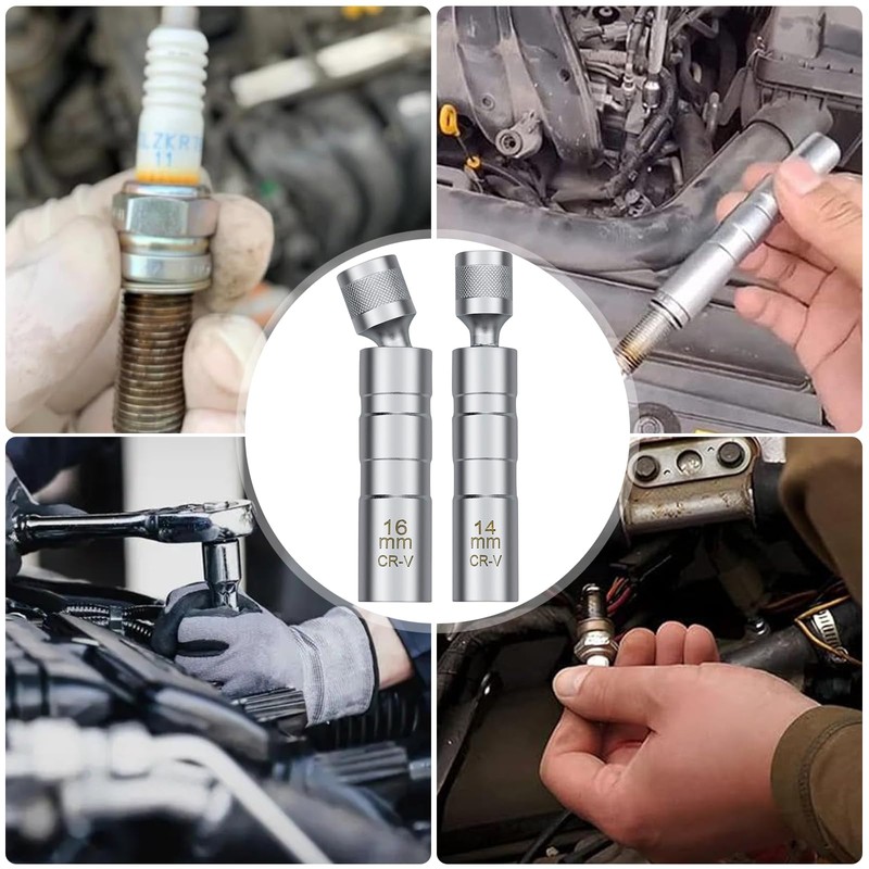 Spark Plug Wrench 14 mm/16 mm, Magnetic Universal Flexible Spark