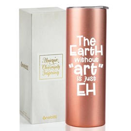 Onebttl Artist Gifts, Gifts for Artists, Women, Art Teacher on World Art Day, Birthday and Christmas, Stainless Steel Insulated Skinny Tumbler - Earth with ART