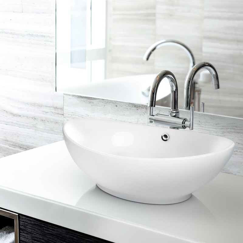 Miligoré 23" x 15" Oval White Ceramic Vessel Sink -