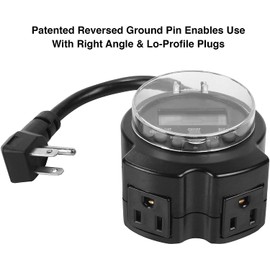 Clear Power Combo Pack: 1-Outlet Grounded EZ Digital Indoor Timer w/2-Outlet Grounded EZ Digital Outdoor Timer with 6 inch Cord 24 Hour Programmable DCTC-9503-DC