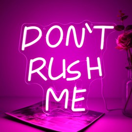 DON'T RUSH ME LED Neon Sign for Bedroom Wall Decor - 13x12.4in Pink Aesthetic Room Decor for Teen Girls, Cool Girl Room, Dopamine Decor & Gift Ideas (Easy Mount)