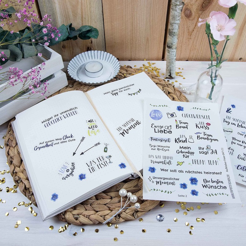 Papierdrachen 3 Sheets of Stickers for Wedding – Guest Book