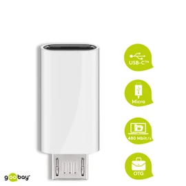 Goobay USB 2.0 Hi-Speed Adapter - White - USB CTM Female > USB 2.0 Micro Male (Type B)