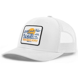 Saddleback Supply Wild West Trucker Hat - Wild and Free Logo (White/p)