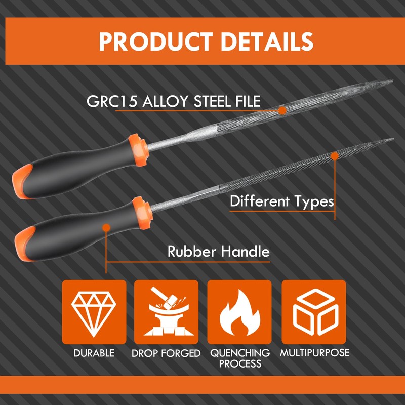 CCLIFE File Set 6-Piece Professional Workshop File Set Small Metal