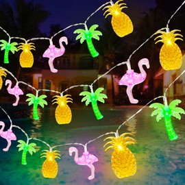 Flamingo Lichterkette, 3 M 20 LED Flamingo Lampe Solar, Lichterkette Tropisch, Lichterkettes Hawaii Sommer, Geeignet für Hawaii-Partys Im Innen- und Außenbereich, Sommerpartys, Stranddekorationen