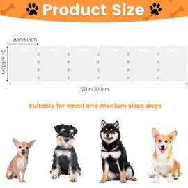 Cutora Acrylic Dog Playpen for House 6 Panels 120" W x 24" H Preassemble Foldable Clear Dog Gate Indoor with Handles, Free-Standing Pet Fence for Doorways Dog Pen for Medium Dogs Puppy Cat Rabbit