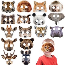 Marsui 32 Pcs Unicorn Monster Safari Animal Face Masks for Kids Cartoon Masks for Animal Birthday Party Decorations(Jungle)