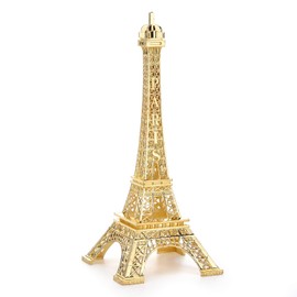 ESHATO - Estatua de la torre Eiffel de metal dorado, 7 pulgadas, soporte de réplica para decoración de tartas, decoración de mesa, regalo, fiesta, decoración del hogar