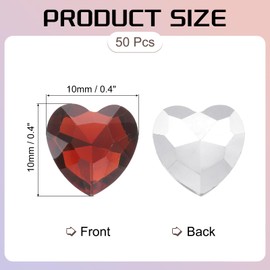 sourcing map 50Pcs Heart Rhinestones, 10mm Pointed Back Heart Glass Rhinestone Gems Crystal for Jewelry Making Costume DIY Crafts, Purple