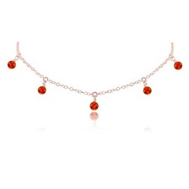 Carnelian Bead Drop Choker in 14k Rose Gold Fill