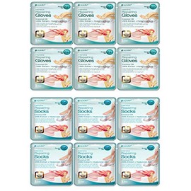 Epielle Intensive Repairing Masks for Hand and Foot (Glove & Socks-12pk) Dry Hand, Dry & Cracked Heel to toe Spa Masks Coconut Oil + Milk Extract,Mothers Day GIfts