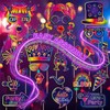 30 Pcs Neon Photo Booth Props, Fluorescent Glasses Hats Crowns