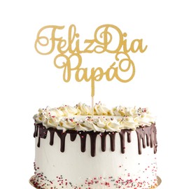 Decoración para tartas de Feliz Día Padre – Decoración elegante para tartas con purpurina dorada para celebración del día del padre y centro de mesa de postre