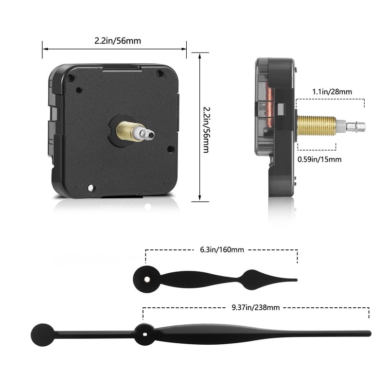 High Torque Long Shaft Clock Movement Mechanism with 28mm (1-1/8