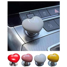 Women Heart-Shaped Car Push to Start Button Rocker,Automotive One-Touch Start Button Starter Cover Decorative Accessories, Car One Button Start Lever Car Engine Start Stop, Button Joystick (White)