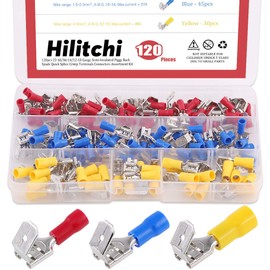 Hilitchi 120pcs 22-16/16-14/12-10AWG Piggy Back Insulated Terminals Electrical Wiring Wire Crimp Connectors Set
