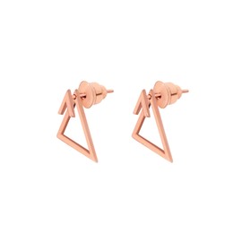 Ear Jacket Earrings - Valentine's Day Gift - Triangle Earring - Dainty Ear Jacket - Double Earrings - Geometric Earrings - Gift for Her (18K Rose Gold)