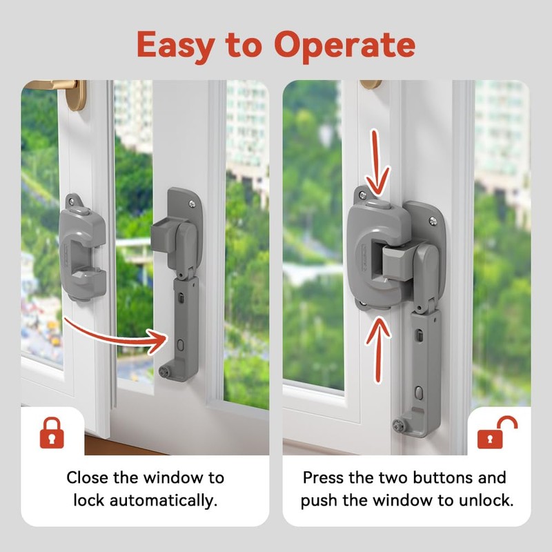 EUDEMON 2 Pack Updated Baby Window Safety Lock, Childproof Window