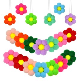 20Pcs Felt Daisy Flower Hanging Ornament for Garland Room Decor for Door,Wall Decoration, Tassel Ornament, Party Decoration, Arts & Crafts Supplies (Flower)