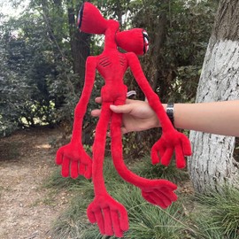 Dr.STONE Siren Head Plush Toys limbs movable plush toy anime black cat and dog doll whistle man funny doll，Plush Toys for Home Party Gift Birthday Gift（Red）