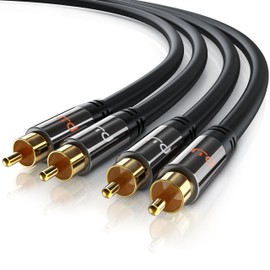 RCA Audio Cable - 0.5 m - Aux Inputs Audio 2 x RCA Male to 2 x RCA Male - Metal Plug - Double Shielding - Coaxial Cable Suitable for Amplifiers, Stereos, HiFi Systems