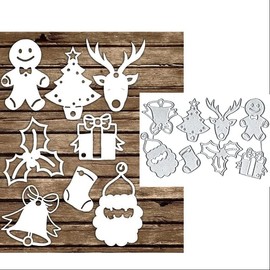 8Pcs/Set Christmas Ornaments Metal Die Cuts, Christmas Ornaments Card Metal Cutting Dies Cut Stencils for DIY Scrapbooking Cards Decorative Embossing Paper Dies for Scrapbooking Card Making