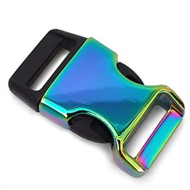 Ganzoo Metal Plastic Click Clasp, Set of 8, 3/4 Inch Clip Clasp/Buckle/Buckle for Paracord Bracelets, Dog Collars, Backpack, Colour: Rainbow/Black, rainbow