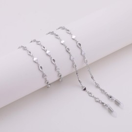 LIKGREAT Circle Chain Eyeglass Holder for Women Long Necklace Fashion Accessories (Silver)