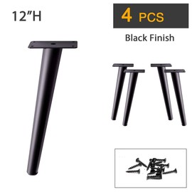 Slant Furniture Metal Legs - Set of 4 New (Black 12"H)