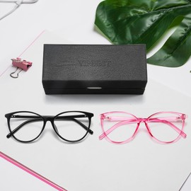 VIPBEST Blue Light Blocking Glasses for Women Men Oval Cat Eye Computer Gaming Blue Light Glasses (Black/Red, Cat Eye)