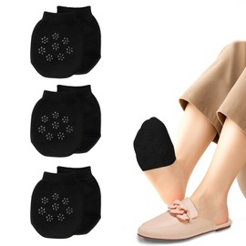 TJHDSF Women's Toe Socks, 6 Pairs of Invisible Half Socks, Breathable Ballerina Socks, No Show Half Socks, Cotton Ankle Socks, Cotton Toe Topper Liner for High Heels, black 3, L