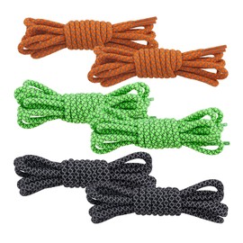 HizeJie Round Shoelaces Reflective Thick Braid Shoe Laces Shoestrings 3 Pairs for Sport Casual Sneaker Boot