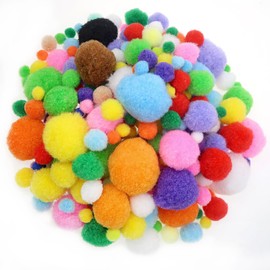 TOAOB 300pcs Pom Poms Assorted Fluffy Pom Poms Multicolor Fuzzy Pompoms Balls for DIY Crafts Decorations 10mm to 40mm