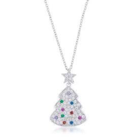 Unbranded Multicolor Christmas Tree Drop Necklace