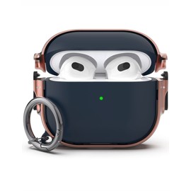 GuarzFun AirPods 3 Case with Secure Lock, Hybrid Material, Full Body Protective Cover (Rose Golden + Blue)