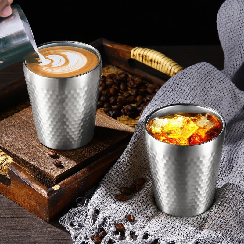 TIICOO Stainless Steel Cups 4 Packs 10oz/300ml Stackable Double Wall