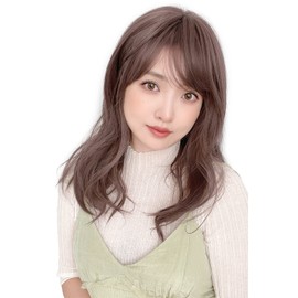 Bright Lara hf1052-MA Women's Wig, Medium, Full Wig, Semi-Long, Natural Wig, Wig,