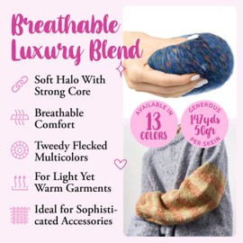 Cotton Alpaca Tweed, #3 DK, Light Worsted Yarn Pack of 4 (536m/200g), Super Soft Fluffy Blend for Knitting and Crocheting Hats, Shawls, Garments, Blankets (Black Charcoal)