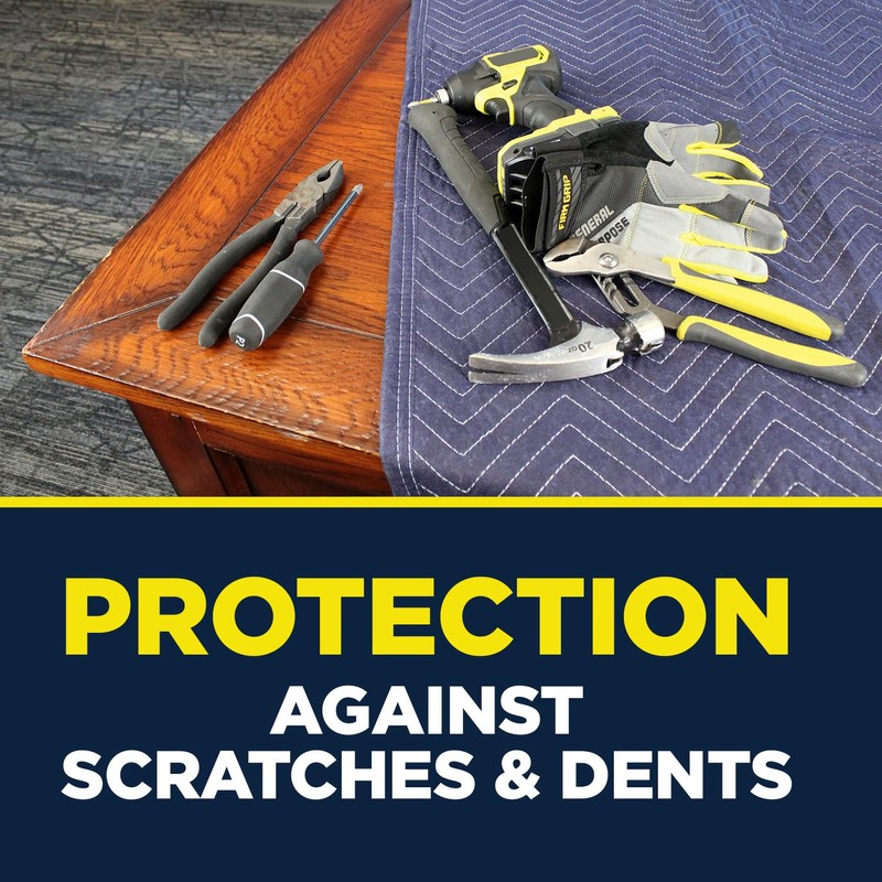 PackRite Deluxe Moving Blanket Pad, Quilted Blue 72"x80" 3 Pack