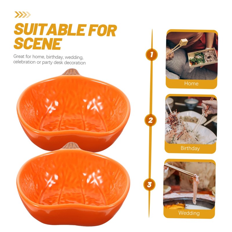 LABRIMP Pumpkin Shape Ceramic Dipping Plates 4pcs Cute Sauce Dishes