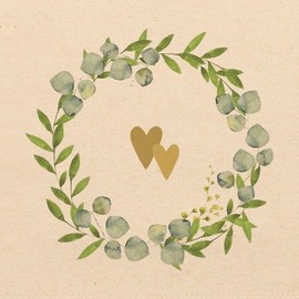 20 Servietten Hochzeit & Liebe Goldene Herzen im Kranz als Tischdeko. Papierservietten mit Motiv. Auch für Decoupage und Serviettentechnik 33x33cm